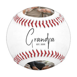 Grandpa Established 3 Photo Black Baseball