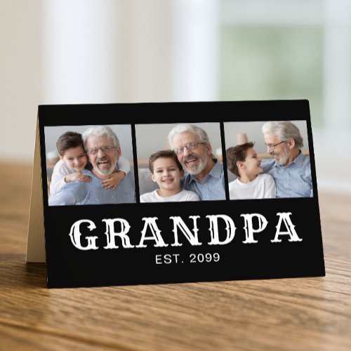 Grandpa Established 3-Photo Grandparents Day Card