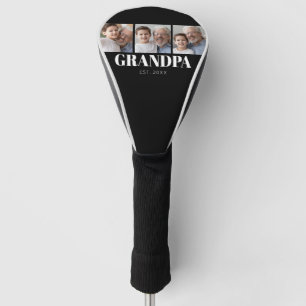 Grandpa Established 3 Photo Grandparents Day Golf Head Cover