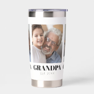 Grandpa Established 3 Photo Grandparents Day Insulated Tumbler