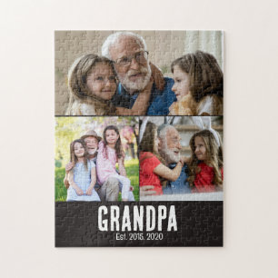 Grandpa established black grunge script 3 photo jigsaw puzzle