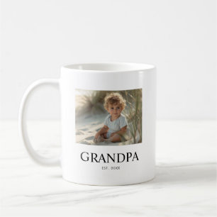 Grandpa Established Black White Modern Photo Coffee Mug