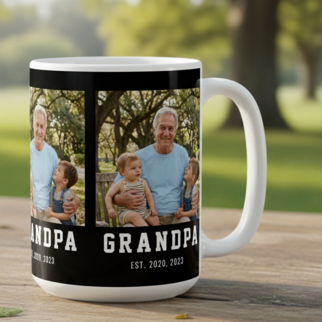 Grandpa Established Bold Black 3 Photo  Coffee Mug (Creator Uploaded)