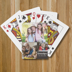 Grandpa established bold white script 3 photo poker cards