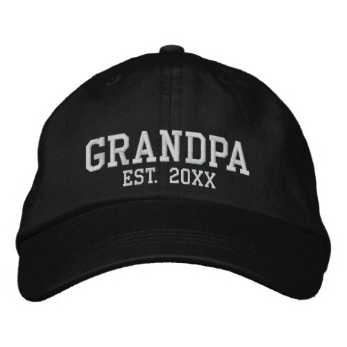 Grandpa Established date white custom athletic Embroidered Baseball Cap