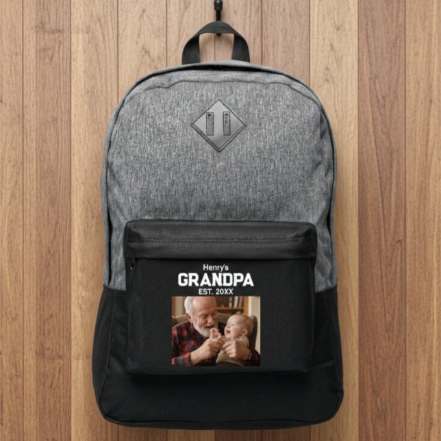 Grandpa Established Est. Modern Name Year Photo Port Authority® Backpack (Creator Uploaded)