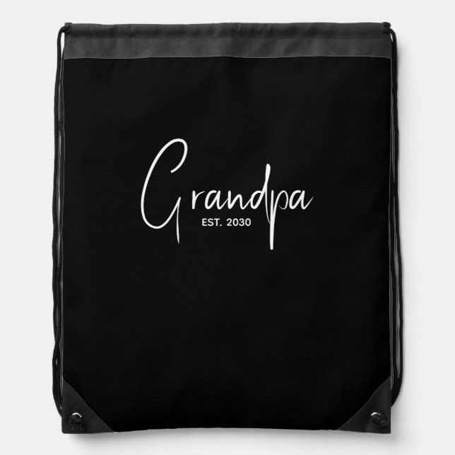 Grandpa Established Gift  Drawstring Bag (Front)