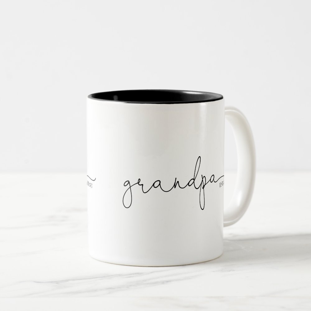 Discover Grandpa Established | Grandma Gift Two-Tone Coffee Mug