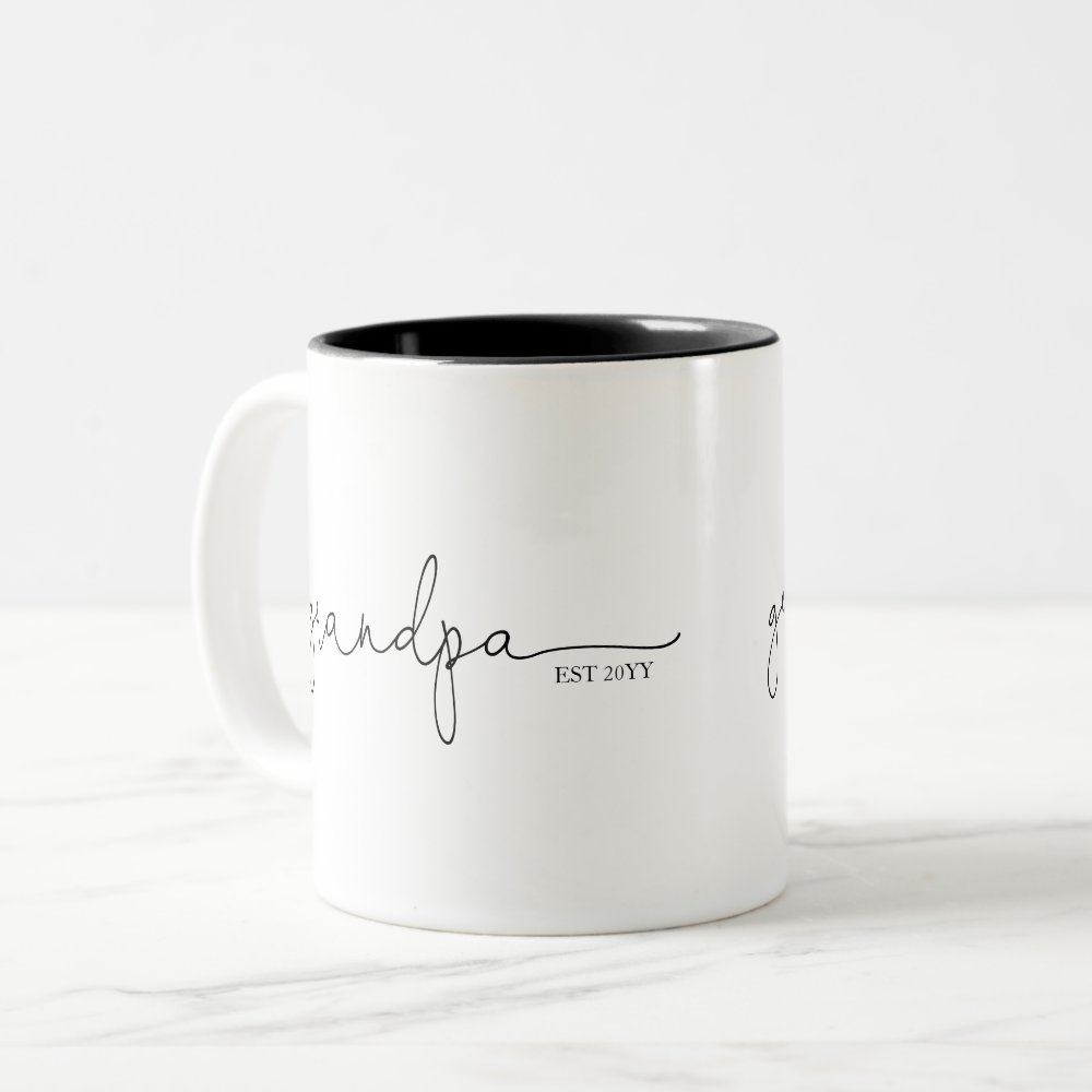 Disover Grandpa Established | Grandma Gift Two-Tone Coffee Mug