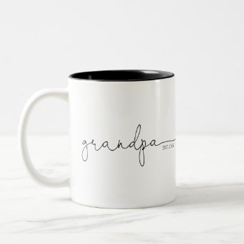 Grandpa Established | Grandma Gift Two-tone Coffee Mug by ThreeBusyBirds at Zazzle