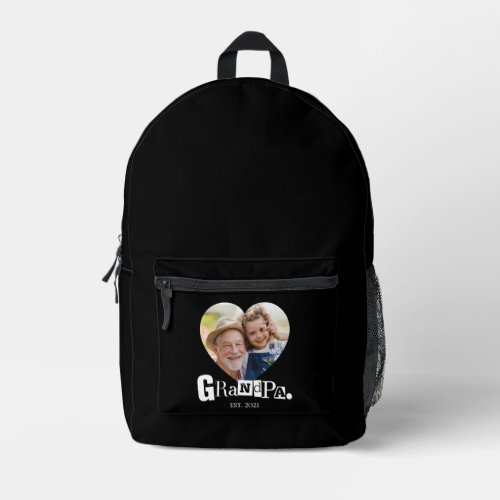 Grandpa Established Heart  Grandad Photo Gift Printed Backpack