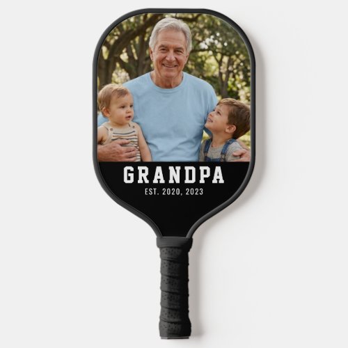 Grandpa Established Modern Bold White Photo Pickleball Paddle