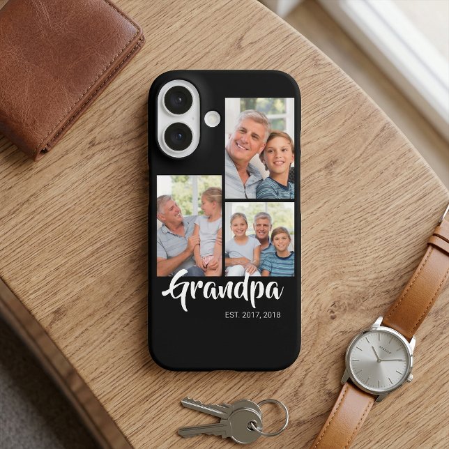 Grandpa Established Modern Script Black 3 Photo Case-Mate iPhone Case (Grandpa Established Modern Script Black 3 Photo iPhone 16 Case)
