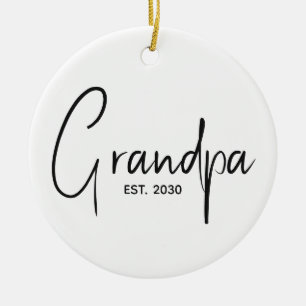 Grandpa Established New Grandpa Gift Ceramic Ornament