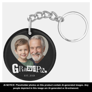 Grandpa Established Photo Gift For Grandfather Keychain
