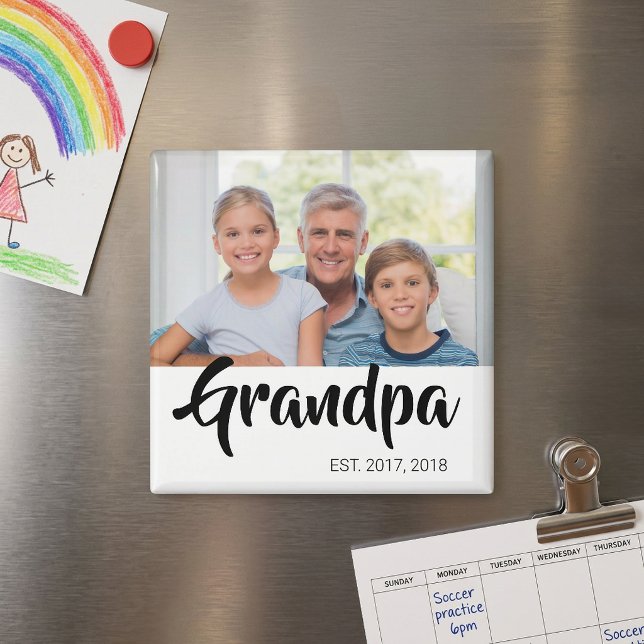 Grandpa Established Photo Gift Magnet (Grandpa Established Photo Gift Magnet)