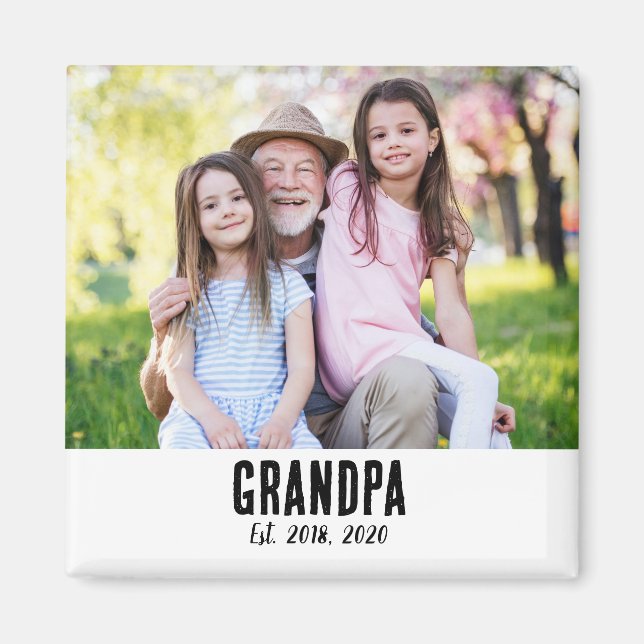 Grandpa Established Photo Gift Magnet (Front)