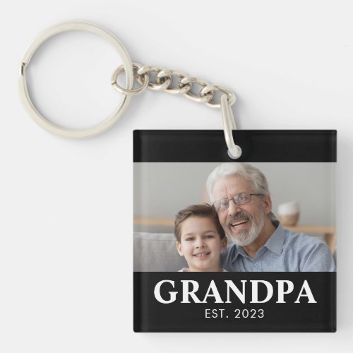 Grandpa Established Photo Grandparents Day Keychain