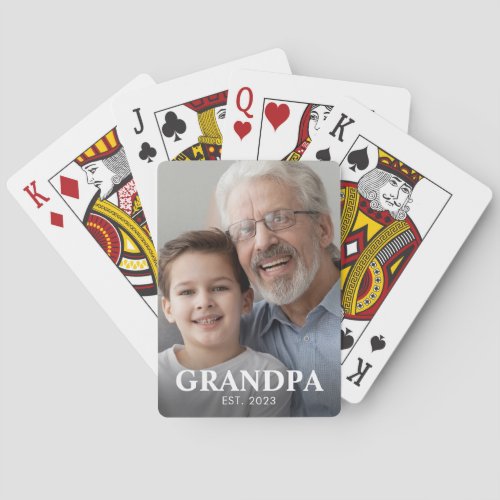 Grandpa Established Photo Grandparents Day Poker Cards