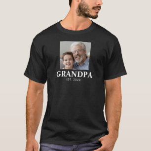 Grandpa Established Photo Grandparents Day T-Shirt