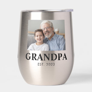Grandpa Established Photo Grandparents Day Thermal Wine Tumbler