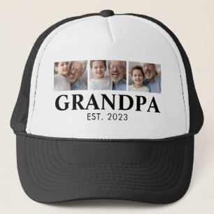 Grandpa Established Photo Grandparents Day Trucker Hat