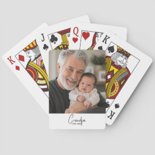 Grandpa Established Script Photo  Poker Cards
