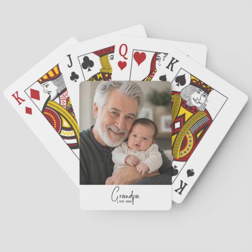 Grandpa Established Script Photo  Poker Cards