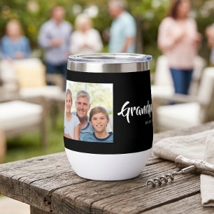 Grandpa Established Script Photo Thermal Wine Tumbler