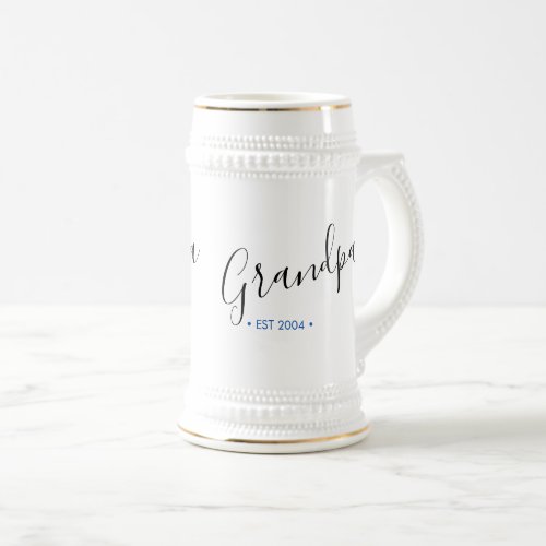 Grandpa Established Year Personalized Beer Stein
