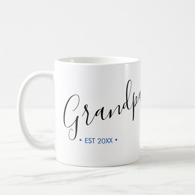Grandpa Established Year Personalized Coffee Mug (Left)