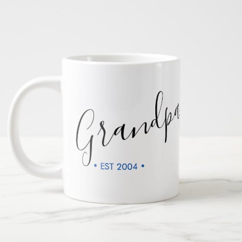Grandpa Established Year Personalized Giant Coffee Mug