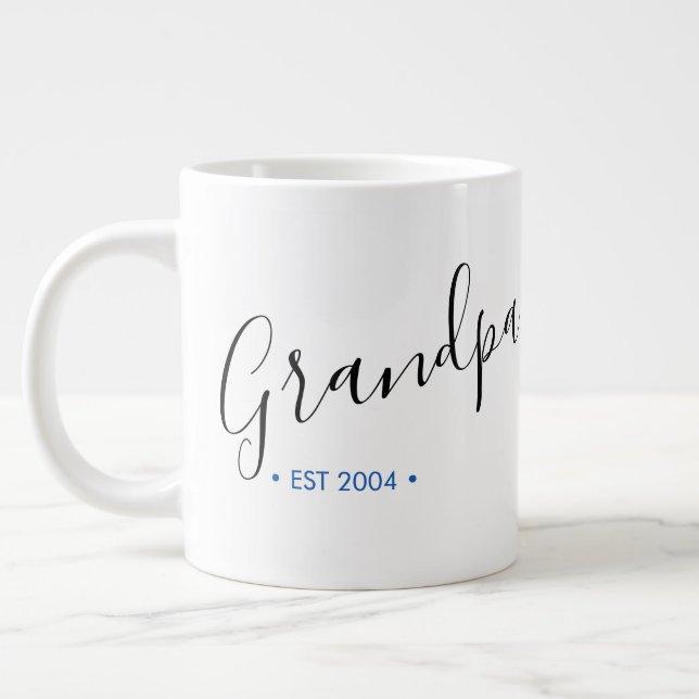 Grandpa Established Year Personalized Giant Coffee Mug (Left)