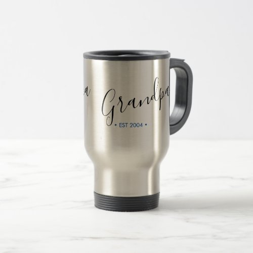 Grandpa Established Year Personalized Travel Mug