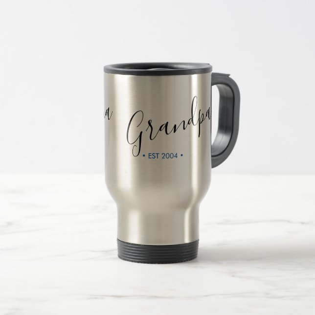 Grandpa Established Year Personalized Travel Mug (Front Right)