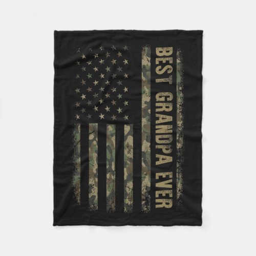 Grandpa Ever Camouflage American Flag Fathers Day Fleece Blanket