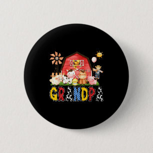 Grandpa Farm Cow Birthday Boy Matching Family Part Button