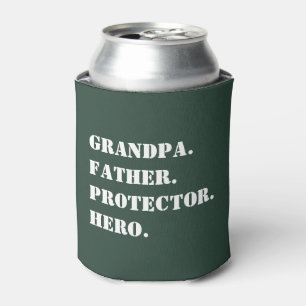 Grandpa Father Protector Hero Text Father's Day Can Cooler