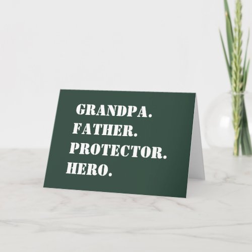 Grandpa Father Protector Hero Text Fathers Day Card