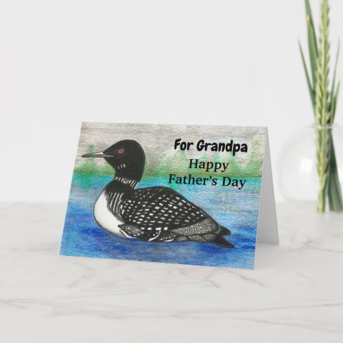 Grandpa Fathers Day Loon Painting Watercolor Card