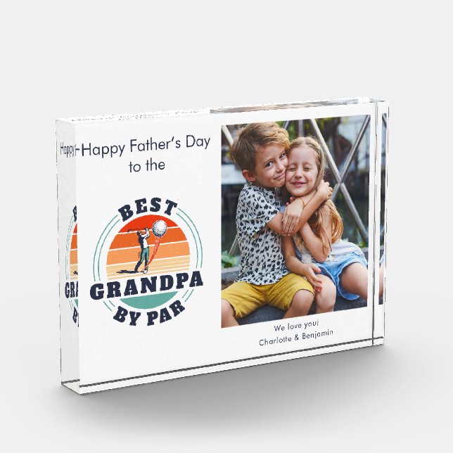 Grandpa Fathers Day Kids Photo Retro Golf Gag (Left)