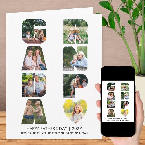 GRANDPA Fathers Day Letter Cutout Photo Collage Card
