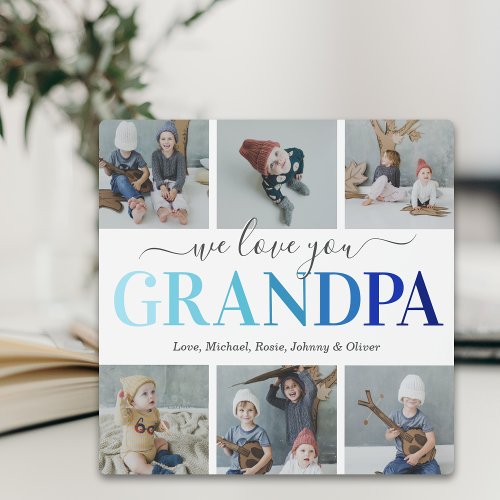 Grandpa Fathers Day Photo Collage Plaque