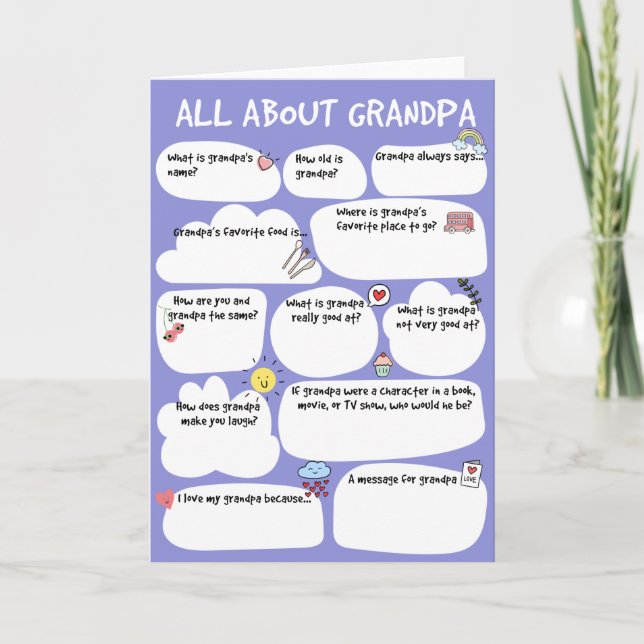GRANDPA Father's Day Questionnaire Card (Front)
