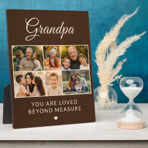 Grandpa Faux Leather 6 Family Photo Plaque