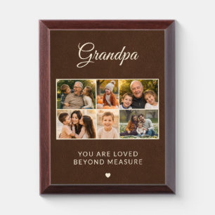Grandpa Faux Leather Father's Day 6 Family Photo  Award Plaque