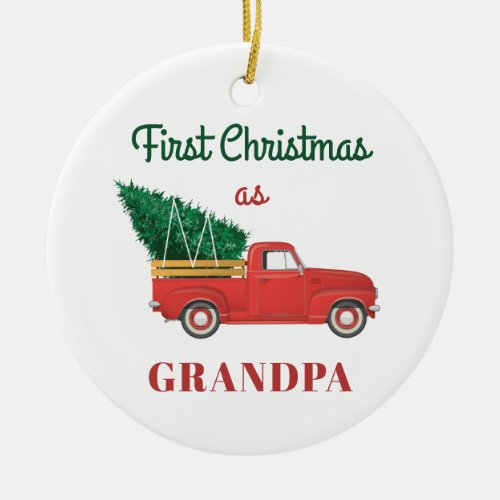 Grandpa First Christmas Holiday Family Ceramic Ornament