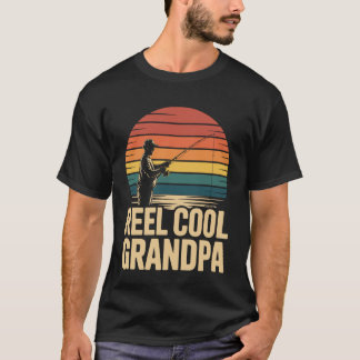 Grandpa Fishing Retro Reel Cool Grandpa Motif T-Shirt
