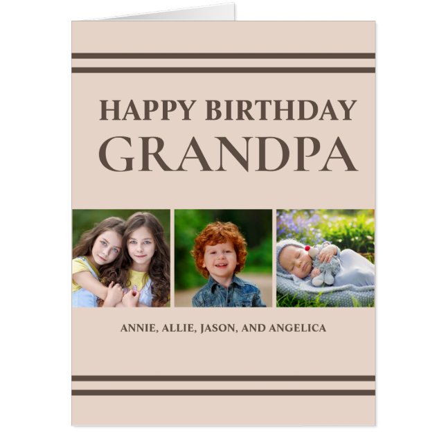 Grandpa From Grandkids 6 Photo Collage Birthday Card (Front)