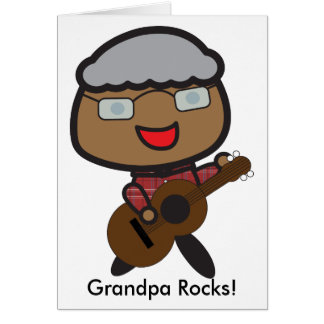 Grandpa Funny Guitar Black Personalized Cards